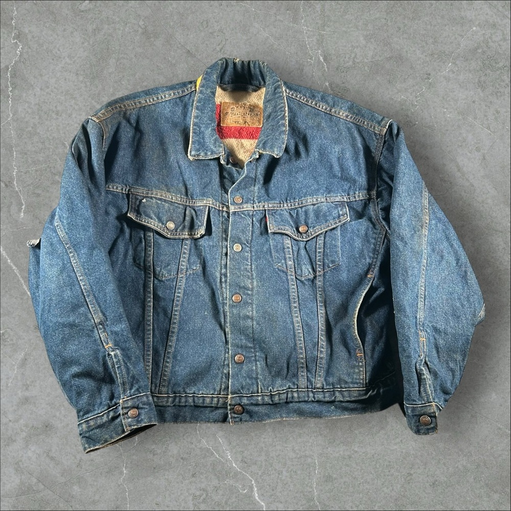 Vintage Levi’s Denim Jacket Mens Medium Blue Hudson Bay Flannel Lined‎ Trucker